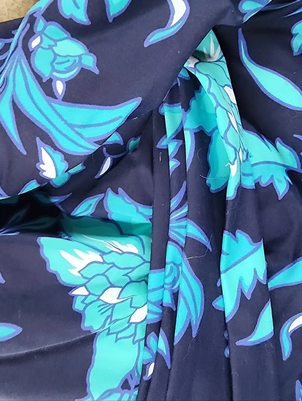 Lands' End Navy Floral Tank with Bright Teal Print - Picture 2 of 5